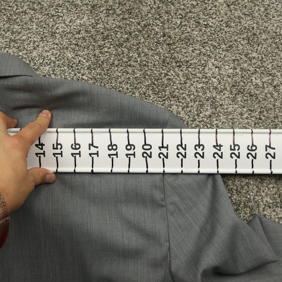 Paul Fredrick Mens Double Breasted Gray Suit Jacket Blazer Wool Blend Size 44 R - Picture 16 of 16